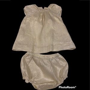 Bonpoint NWT 12m old Metallic Linen Dress and Bloomers